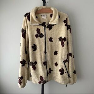 Vintage Nanuk Canadian Polar Fleece Full Zip Leaf Print Jacket Women’s XL